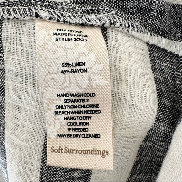 𝅺soft Surroundings Camina Gray Stripe Print Linen Blend Button Down Size:Large - Picture 10 of 11